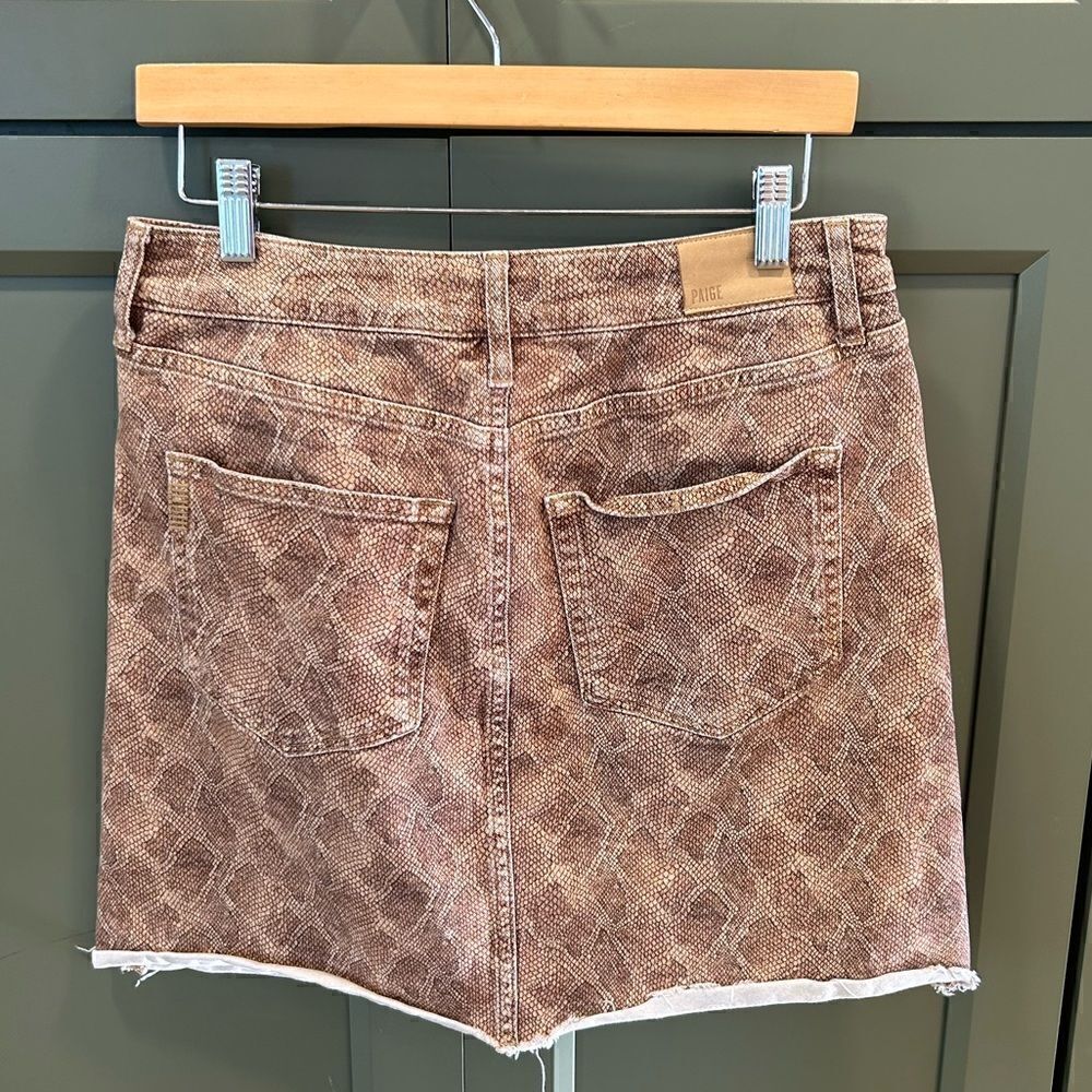 Paige Aideen Raw Hem Snakeskin Jean Mini Skirt - Picture 4 of 8